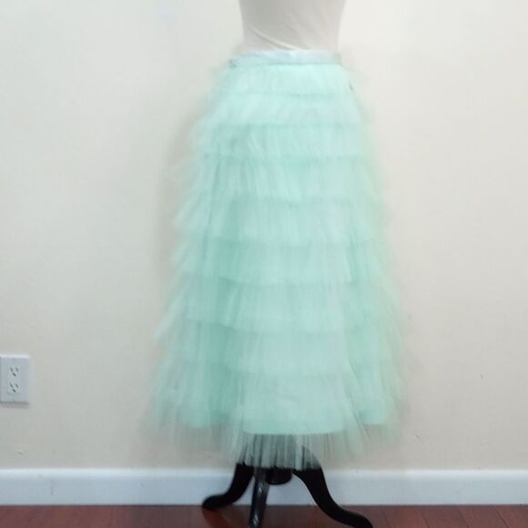 NEW! Anthropologie BHLDN X Hitherto Tiered Ruffled Tulle Midi Skirt -  Size 4 - Picture 7 of 10